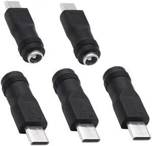 5Pcs DC 5.5x2.1mm Female to USB C Male Power Adapter, 5V DC5521 Barrel Jack to Type C Charging Converter for Phone Fan LED Lamp 5Pcs DC 5.5x2.1mm Female to USB C Male Power Adapter, 5V DC5521 Barrel Jack to Type C Charging Converter for Phone Fan LED Lamp
