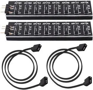 2Pcs 35CM 5V 3Pin ARGB Splitter Hub 1 to 8 Way RGB Fan Sync Controller Extension Cable for Motherboard Lighting Sync 2Pcs 35CM 5V 3Pin ARGB Splitter Hub 1 to 8 Way RGB Fan Sync Controller Extension Cable for Motherboard Lighting Sync