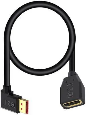 1.5FT 90 Degree Right Angle DisplayPort 2.1 Extension Cable 54Gbps Male to Female DP Extender Support 16K@30Hz 8K@120Hz 4K@240Hz HDR HDCP for Gaming Monitor TV Graphics Card 1.5FT 90 Degree Right Angle DisplayPort 2.1 Extension Cable 54Gbps Male to Female DP Extender Support 16K@30Hz 8K@120Hz 4K@240Hz HDR HDCP for Gaming Monitor TV Graphics Card