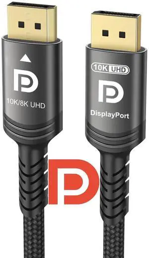 6.6FT Certified Nylon Braided DisplayPort 2.1 Cable 54Gbps UHBR DP to DP Cord 10K 8K@120Hz 4K@240Hz HDCP2.3 FreeSync G-Sync Compatible with RTX5090 Gaming Monitor PC Projector 6.6FT Certified Nylon Braided DisplayPort 2.1 Cable 54Gbps UHBR DP to DP Cord 10K 8K@120Hz 4K@240Hz HDCP2.3 FreeSync G-Sync Compatible with RTX5090 Gaming Monitor PC Projector