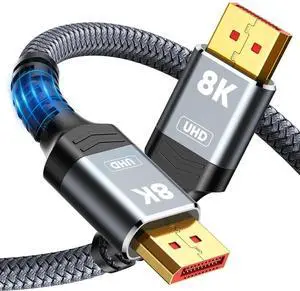25FT Grey Braided DisplayPort 1.4 Cable 32.4Gbps High Speed DP Wire 8K@60Hz 4K@144Hz 2K@240Hz HDR FreeSync G-Sync Gaming Monitor Video Cable 25FT Grey Braided DisplayPort 1.4 Cable 32.4Gbps High Speed DP Wire 8K@60Hz 4K@144Hz 2K@240Hz HDR FreeSync G-Sync Gaming Monitor Video Cable