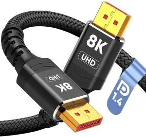 20FT Black Braided DisplayPort 1.4 Cable 32.4Gbps High Speed DP Cord 8K@60Hz 4K@144Hz 2K@240Hz HDR FreeSync G-Sync Gaming Video Cable for PC Monitor 20FT Black Braided DisplayPort 1.4 Cable 32.4Gbps High Speed DP Cord 8K@60Hz 4K@144Hz 2K@240Hz HDR FreeSync G-Sync Gaming Video Cable for PC Monitor