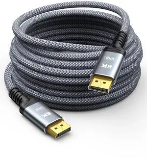 50FT Grey Braided Fiber Optic DisplayPort 1.4 Cable 32.4Gbps 8K@60Hz 4K@144Hz 2K@240Hz HDR FreeSync G-Sync High Speed Gaming Monitor DP Cable 50FT Grey Braided Fiber Optic DisplayPort 1.4 Cable 32.4Gbps 8K@60Hz 4K@144Hz 2K@240Hz HDR FreeSync G-Sync High Speed Gaming Monitor DP Cable