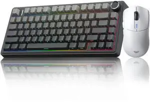 Wireless Keyboard and Mouse Combo, F75 75% Gasket Hot Swappable Mechanical Keyboard + SC580 Wireless Gaming Mouse, Full Custom Desktop Set White Wireless Keyboard and Mouse Combo, F75 75% Gasket Hot Swappable Mechanical Keyboard + SC580 Wireless Gaming Mouse, Full Custom Desktop Set White