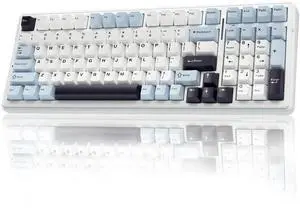 F99 Wireless Gasket Mechanical Keyboard, Hot Swappable Keyboard with Pre-lubed Linear Switch RGB Backlit Gaming Keyboard Blue and White F99 Wireless Gasket Mechanical Keyboard, Hot Swappable Keyboard with Pre-lubed Linear Switch RGB Backlit Gaming Keyboard Blue and White