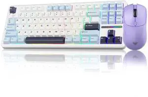 F87 Wireless Mechanical Keyboard and Mouse Combo, 87 Keys Tenkeyless Gaming Keyboard with Light Purple SC580X Wireless Gaming Mouse F87 Wireless Mechanical Keyboard and Mouse Combo, 87 Keys Tenkeyless Gaming Keyboard with Light Purple SC580X Wireless Gaming Mouse