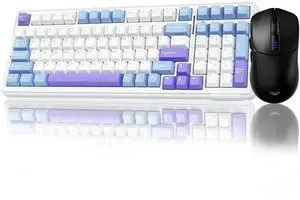 F99 Tri-mode Hot Swappable Wireless Mechanical Keyboard and Mouse Combo, Full Size Gaming Keyboard with Black SC580 Wireless Gaming Mouse F99 Tri-mode Hot Swappable Wireless Mechanical Keyboard and Mouse Combo, Full Size Gaming Keyboard with Black SC580 Wireless Gaming Mouse