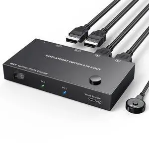 2 Computers Dual Monitor DisplayPort Switch 4K@60Hz, Extended & Duplicate Display Adapter, Dual Screen Switcher for 2 PCs (macOS Only Supports SST Mode) 2 Computers Dual Monitor DisplayPort Switch 4K@60Hz, Extended & Duplicate Display Adapter, Dual Screen Switcher for 2 PCs (macOS Only Supports SST Mode)