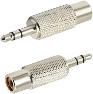 2 Pack Silver Metal 3.5mm 1/8 Inch Stereo Male to RCA Female Audio Adapter, 3-Pole RCA Jack Audio Connector Converter for Home Theater Speaker Amplifier 2 Pack Silver Metal 3.5mm 1/8 Inch Stereo Male to RCA Female Audio Adapter, 3-Pole RCA Jack Audio Connector Converter for Home Theater Speaker Amplifier