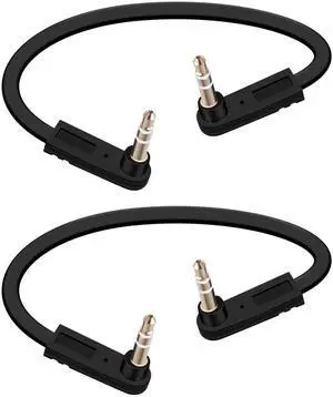 2 Pack 0.49FT/0.15M Dual 90 Degree Flat 3.5mm Audio Cable, Right Angle Male to Male Slim Stereo Aux Cord for Car Audio Phone Tablet Home Speaker 2 Pack 0.49FT/0.15M Dual 90 Degree Flat 3.5mm Audio Cable, Right Angle Male to Male Slim Stereo Aux Cord for Car Audio Phone Tablet Home Speaker