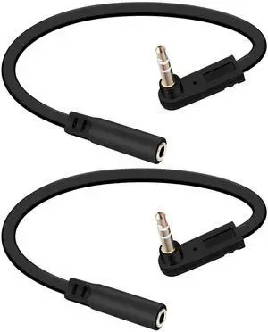 2 Pack 0.49FT 0.15M 90 Degree Flat 3.5mm Audio Extension Cable, Right Angle Male to Female Slim Flat Aux Cord for Car Audio Phone Home Speaker 2 Pack 0.49FT 0.15M 90 Degree Flat 3.5mm Audio Extension Cable, Right Angle Male to Female Slim Flat Aux Cord for Car Audio Phone Home Speaker