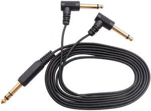5.9FT/1.8M Gold Plated 90 Degree 6.35mm Y Splitter Audio Cable, Right Angle 1/4 Inch TRS Stereo Male to Dual TS Mono Male Aux Cord for Guitar Amplifier Mixer 5.9FT/1.8M Gold Plated 90 Degree 6.35mm Y Splitter Audio Cable, Right Angle 1/4 Inch TRS Stereo Male to Dual TS Mono Male Aux Cord for Guitar Amplifier Mixer
