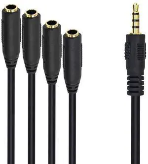 1 to 4 Ways 3.5mm TRRS Audio Splitter Cable, 1/8 Inch Male to Female Multi-Port Headphone Mic Aux Splitter Cord for Earphone Headset Mobile Phone 1 to 4 Ways 3.5mm TRRS Audio Splitter Cable, 1/8 Inch Male to Female Multi-Port Headphone Mic Aux Splitter Cord for Earphone Headset Mobile Phone