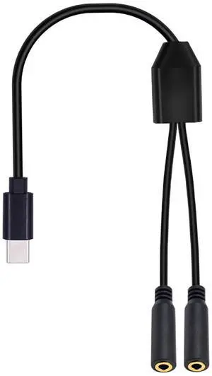 30CM 1FT 1 to 2 Ways USB C to 3.5mm TRS Female Audio Y Splitter Cable Type-C Stereo Headphone Jack Adapter Compatible with Galaxy MacBook Smartphone Laptop 30CM 1FT 1 to 2 Ways USB C to 3.5mm TRS Female Audio Y Splitter Cable Type-C Stereo Headphone Jack Adapter Compatible with Galaxy MacBook Smartphone Laptop