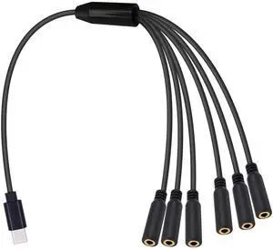 30CM 1FT 1 to 6 Ways USB C to 3.5mm TRS Female Audio Splitter Cable Type-C Multi Port Stereo Headphone Jack Adapter for Galaxy MacBook Android Phone Laptop 30CM 1FT 1 to 6 Ways USB C to 3.5mm TRS Female Audio Splitter Cable Type-C Multi Port Stereo Headphone Jack Adapter for Galaxy MacBook Android Phone Laptop