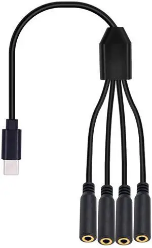 30CM 1FT 4-in-1 USB C to 3.5mm TRS Female Audio Splitter Cable Type-C Multi Port Stereo Headphone Jack Cord for Galaxy MacBook Type-C Phone Laptop 30CM 1FT 4-in-1 USB C to 3.5mm TRS Female Audio Splitter Cable Type-C Multi Port Stereo Headphone Jack Cord for Galaxy MacBook Type-C Phone Laptop