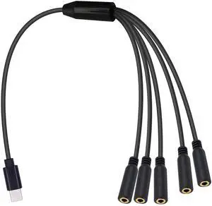 30cm 1FT 5-in-1 USB C to 3.5mm TRS Female Audio Splitter Cable Type-C Multi Port Stereo Headphone Jack Cord for Galaxy MacBook Android Phone Laptop 30cm 1FT 5-in-1 USB C to 3.5mm TRS Female Audio Splitter Cable Type-C Multi Port Stereo Headphone Jack Cord for Galaxy MacBook Android Phone Laptop