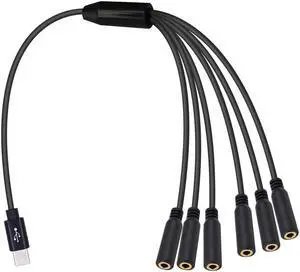 30CM 1FT 1 to 6 Ways USB C to 3.5mm TRRS Female Audio Mic Splitter Cable Type-C Stereo Headphone Microphone Jack Adapter for Galaxy MacBook Phone Laptop 30CM 1FT 1 to 6 Ways USB C to 3.5mm TRRS Female Audio Mic Splitter Cable Type-C Stereo Headphone Microphone Jack Adapter for Galaxy MacBook Phone Laptop
