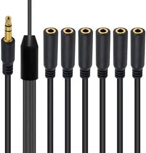 1.5FT 1 to 6 Ways 3.5mm TRS Male to Female Audio Splitter Cable 1/8 Inch Stereo Aux Headphone Splitter Cord for Earphone Headset Speaker 1.5FT 1 to 6 Ways 3.5mm TRS Male to Female Audio Splitter Cable 1/8 Inch Stereo Aux Headphone Splitter Cord for Earphone Headset Speaker