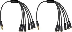 2 Pack 1.5FT 3.5mm TRRS 1 to 6 Ways Audio Splitter Cable 1/8 Inch Male to 6 Female Stereo Headphone Aux Cord for Phone Laptop Headset Earphone 2 Pack 1.5FT 3.5mm TRRS 1 to 6 Ways Audio Splitter Cable 1/8 Inch Male to 6 Female Stereo Headphone Aux Cord for Phone Laptop Headset Earphone
