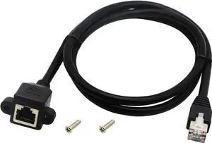 1M Cat6e Shielded RJ45 Male to Female Panel Mount Extension Cable Screw Fixed High Speed Ethernet LAN Cord 1M Cat6e Shielded RJ45 Male to Female Panel Mount Extension Cable Screw Fixed High Speed Ethernet LAN Cord