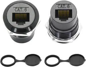 2Pcs Cat6 RJ45 Panel Mount Coupler, Female to Female Through Ethernet Socket with Threaded Fixing & Dust Cap, Gigabit Network Extension Adapter 2Pcs Cat6 RJ45 Panel Mount Coupler, Female to Female Through Ethernet Socket with Threaded Fixing & Dust Cap, Gigabit Network Extension Adapter