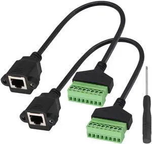 2 Pack 30cm RJ45 Female to 8 Pin Screw Terminal Cable, Solderless 8P8C Ethernet Inline Connector Cord for AV CCTV DVR Network Wiring 2 Pack 30cm RJ45 Female to 8 Pin Screw Terminal Cable, Solderless 8P8C Ethernet Inline Connector Cord for AV CCTV DVR Network Wiring