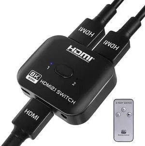 8K BiDirectional HDMI Switch Splitter 2 in 1 Out, 48Gbps HDMI 2.1 Switcher Supports 8K@60Hz 4K@120Hz 4K@144Hz, Compatible with PS5 PS4 HDTV Xbox Fire Stick 8K BiDirectional HDMI Switch Splitter 2 in 1 Out, 48Gbps HDMI 2.1 Switcher Supports 8K@60Hz 4K@120Hz 4K@144Hz, Compatible with PS5 PS4 HDTV Xbox Fire Stick