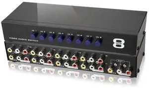 8Port RCA AV Switch Box, 8 in 1 Out Composite Audio Video Selector Splitter Hub for TV 8Port RCA AV Switch Box, 8 in 1 Out Composite Audio Video Selector Splitter Hub for TV