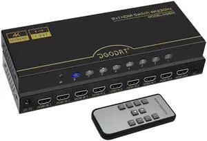 8×1 HDMI Switch 8 in 1 Out, 8Port 4K HDMI Switcher Selector Box with IR Remote, Supports 4K@30Hz HDR HDCP 3D 1080P, Compatible with Xbox PS4 PC Laptop 8×1 HDMI Switch 8 in 1 Out, 8Port 4K HDMI Switcher Selector Box with IR Remote, Supports 4K@30Hz HDR HDCP 3D 1080P, Compatible with Xbox PS4 PC Laptop