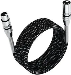FIBBR 10ft/3M XLR Male to Female Microphone Cable, Nylon Braided HeavyDuty Balanced Audio Cord, Compatible with Preamps, Speaker Systems & More FIBBR 10ft/3M XLR Male to Female Microphone Cable, Nylon Braided HeavyDuty Balanced Audio Cord, Compatible with Preamps, Speaker Systems & More