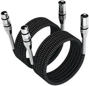 FIBBR 6FT2Pack XLR Male to Female Microphone Cables, Nylon Braided HeavyDuty Balanced Audio Cords, Compatible with Preamps, Speaker Systems & More FIBBR 6FT2Pack XLR Male to Female Microphone Cables, Nylon Braided HeavyDuty Balanced Audio Cords, Compatible with Preamps, Speaker Systems & More