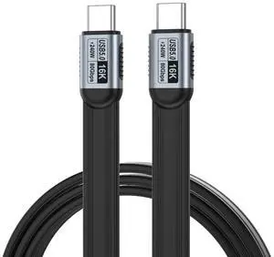 Flat TPE 10cm Short USB-C to USB-C USB5 Cable, 80Gbps High Speed Data Transfer, 240W PD Fast Charging, 16K UHD Video Cord, Compatible with Thunderbolt 5/4/3, USB4 Laptop, SSD, Docking Station, Monitor Flat TPE 10cm Short USB-C to USB-C USB5 Cable, 80Gbps High Speed Data Transfer, 240W PD Fast Charging, 16K UHD Video Cord, Compatible with Thunderbolt 5/4/3, USB4 Laptop, SSD, Docking Station, Monitor