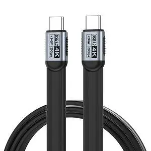 1.64FT Flat TPE Short USB-C to USB-C USB3.2 Full Function Cable, 20Gbps Transfer, 240W PD Charge, 4K UHD Video Cord, Compatible with MacBook Dell HP ASUS Lenovo Laptop SSD Dock Monitor 1.64FT Flat TPE Short USB-C to USB-C USB3.2 Full Function Cable, 20Gbps Transfer, 240W PD Charge, 4K UHD Video Cord, Compatible with MacBook Dell HP ASUS Lenovo Laptop SSD Dock Monitor