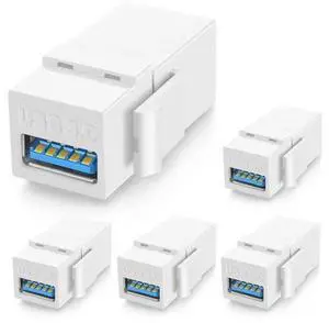 USB 3.0 Keystone Jack Inserts, Snap-In Insert Module for Keystone Wall Plates, 5 Pack USB 3.0 Keystone Jack Inserts, Snap-In Insert Module for Keystone Wall Plates, 5 Pack