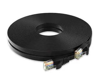 10 ft Ethernet Cable, High Speed Cat6 / Cat6e Flat Black Shielded Patch Cord, Snagless RJ45 Connector, Long LAN Cable, Faster Than Cat5e Cat5, for Modem, Router, PC, Gaming Console, Smart TV 10 ft Ethernet Cable, High Speed Cat6 / Cat6e Flat Black Shielded Patch Cord, Snagless RJ45 Connector, Long LAN Cable, Faster Than Cat5e Cat5, for Modem, Router, PC, Gaming Console, Smart TV