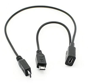 Micro USB Y Splitter Cable 1 to 2, 8 inch 20.5cm Dual Output Charging Extension Cord, 2A for Android Phone, Power Bank, Tablet, Charge Two Devices at Once, Black Micro USB Y Splitter Cable 1 to 2, 8 inch 20.5cm Dual Output Charging Extension Cord, 2A for Android Phone, Power Bank, Tablet, Charge Two Devices at Once, Black