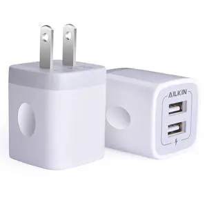 USB Wall Charger, Charger Adapter AILKIN 2Pack 2.1A Dual Port Quick Plug USB Wall Charger, Charger Adapter AILKIN 2Pack 2.1A Dual Port Quick Plug