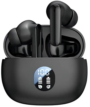 Wireless Earbuds, Bluetooth 5.4 Headphones Ear Buds With Bass Stereo Sound Noise Reduction Earphones, 120H Playtime,IPX7 Waterproof USB-C , Touch Control LED Display Headset For Work Sport (Black)