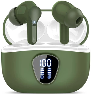Wireless Earbuds, Bluetooth 5.4 Headphones HiFi Stereo, Bluetooth Earbuds With ENC Noise Cancelling Mic, IP7 Waterproof in Ear Earphones, 48H, LED Display Ear buds for Pad Workout Sports, Retro Green Wireless Earbuds, Bluetooth 5.4 Headphones HiFi Stereo, Bluetooth Earbuds With ENC Noise Cancelling Mic, IP7 Waterproof in Ear Earphones, 48H, LED Display Ear buds for Pad Workout Sports, Retro Green