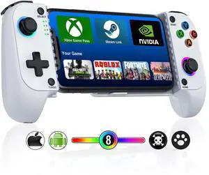 JAYSUING MC1 Phone Controller for iPhone/Android Support Phone Case, Hall Effect Joysticks, Wireless Mobile Gaming Controller with 8-Color RGB Lighting, Turbo, Triggers, KeyLinker App JAYSUING MC1 Phone Controller for iPhone/Android Support Phone Case, Hall Effect Joysticks, Wireless Mobile Gaming Controller with 8-Color RGB Lighting, Turbo, Triggers, KeyLinker App