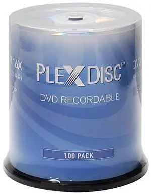 PlexDisc DVD+R 4.7GB 16x Recordable Media Silver Top Disc - 100 Disc Spindle (FFP) 63C-115-BX Black PlexDisc DVD+R 4.7GB 16x Recordable Media Silver Top Disc - 100 Disc Spindle (FFP) 63C-115-BX Black