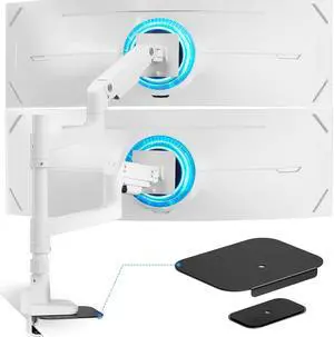 Ares Wing Dual Monitor Arm Desk Mount & Steel Monitor Mount Reinforcement Plate for 17-49'' and 44 Lbs Ultrawide Screen Ares Wing Dual Monitor Arm Desk Mount & Steel Monitor Mount Reinforcement Plate for 17-49'' and 44 Lbs Ultrawide Screen