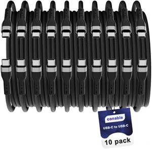 USB Type C Cable (8FT, 10 Pack), USB C to USB-C 3A Fast Charging Cord, Bulk USB Type C Cable (8FT, 10 Pack), USB C to USB-C 3A Fast Charging Cord, Bulk