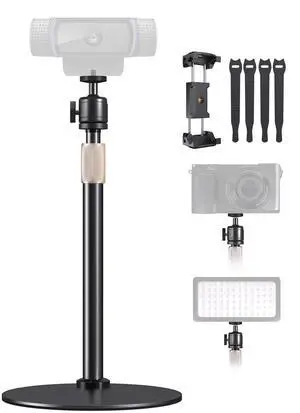 Upgraded Webcam Stand for Desk, Telescopic Webcam Tripod Mount with Ball Head, Compatible with Logitech Camera C922 C930e C920S C920 C615 C960 C920x BRIO 4K NexiGo N60, Phone Holder with 1/4" T Upgraded Webcam Stand for Desk, Telescopic Webcam Tripod Mount with Ball Head, Compatible with Logitech Camera C922 C930e C920S C920 C615 C960 C920x BRIO 4K NexiGo N60, Phone Holder with 1/4" T