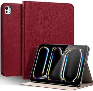 Thryxop Genuine Leather Case for iPad Pro 11 inch Case (M5/M4) 2025/2024 ^^ Slim Protective Cover with Adjustable Stand, Auto Wake/Sleep, Premium Leather ^^ Wine Red Thryxop Genuine Leather Case for iPad Pro 11 inch Case (M5/M4) 2025/2024 ^^ Slim Protective Cover with Adjustable Stand, Auto Wake/Sleep, Premium Leather ^^ Wine Red