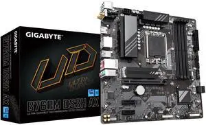 GIGABYTE B760M DS3H AX (LGA 1700/ Intel/ B760/ M-ATX/ DDR5/ 2* M.2/ PCIe 4.0/ USB 3.2 Gen 2 Type-C/WiFi 6E/ 2.5GbE LAN/Q-Flash Plus/PCIe EZ-Latch/Motherboard) GIGABYTE B760M DS3H AX (LGA 1700/ Intel/ B760/ M-ATX/ DDR5/ 2* M.2/ PCIe 4.0/ USB 3.2 Gen 2 Type-C/WiFi 6E/ 2.5GbE LAN/Q-Flash Plus/PCIe EZ-Latch/Motherboard)
