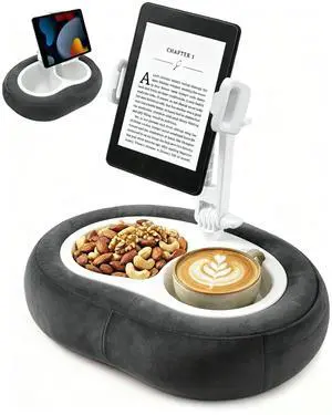 Miledi Tablet Pillow Stand, Compatible with 5"-12.9" Kindle, iPad, Phone/Tablet, 360 Rotating Phone Holder for Bed, Soft Plush Fabric, Detachable Bowl, Reading and Relaxation on Bed, Black Miledi Tablet Pillow Stand, Compatible with 5"-12.9" Kindle, iPad, Phone/Tablet, 360 Rotating Phone Holder for Bed, Soft Plush Fabric, Detachable Bowl, Reading and Relaxation on Bed, Black