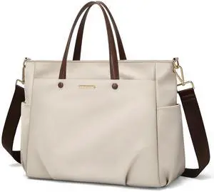 15 Inch Laptop Tote Bag for Women, Lightweight Nylon Work Shoulder Bag, Water-Resistant Computer Handbag with Pockets for Business Travel & Commute (Apricot) 15 Inch Laptop Tote Bag for Women, Lightweight Nylon Work Shoulder Bag, Water-Resistant Computer Handbag with Pockets for Business Travel & Commute (Apricot)