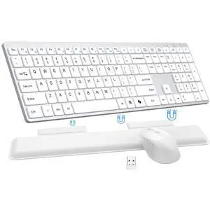 Wireless Keyboard and Mouse Combo, Full Size Silent Ultra Thin Keyboard with Magnetic Wrist Rest, Optical Mouse, 2.4G Lag-Free Cordless Mice Keyboard Set for Computer, Mac, Laptop, PC, Windows Wireless Keyboard and Mouse Combo, Full Size Silent Ultra Thin Keyboard with Magnetic Wrist Rest, Optical Mouse, 2.4G Lag-Free Cordless Mice Keyboard Set for Computer, Mac, Laptop, PC, Windows